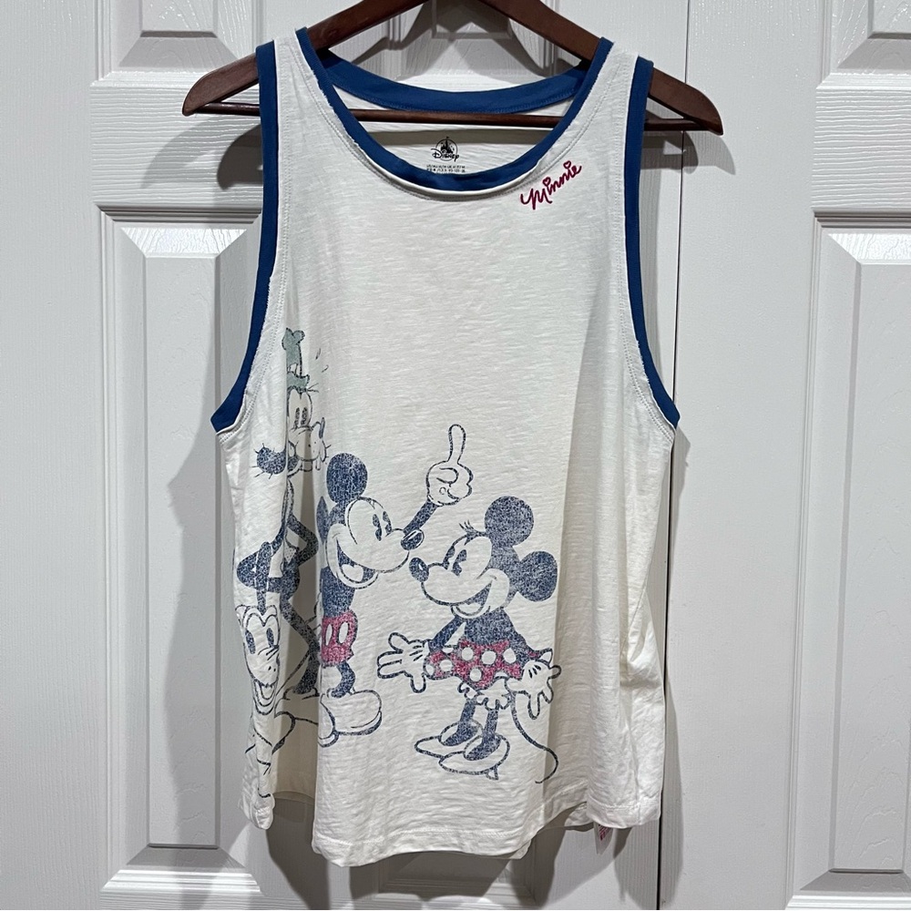 Disney Tank Top Minnie Wrap Around Print Retro Classic Mickey White Sz M